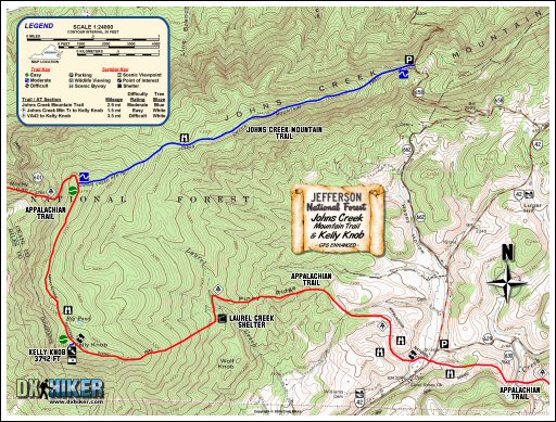 Exclusive! Detailed map of Kelly Knob & Johns Creek Mountain Trail